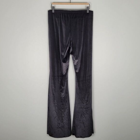 Three Bird Nest Flare Bell Bottom Velvet Pants Pull On Stretch Black Size XL NWT - Picture 4 of 11